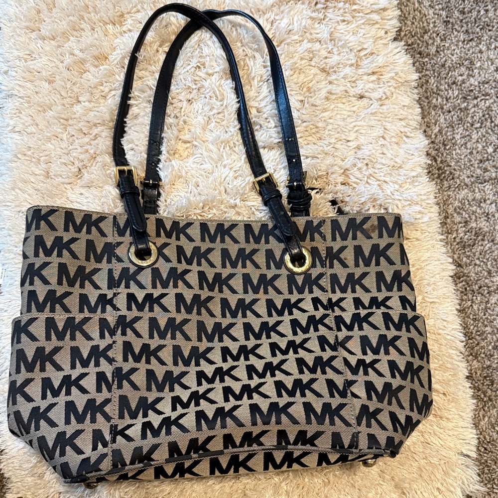 Michael Kors Black and Brown Signature Tote